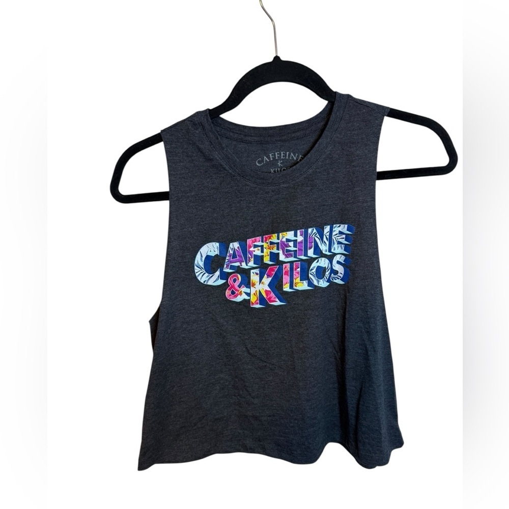 Caffeine & Kilos Gray Graphic Muscle Tank